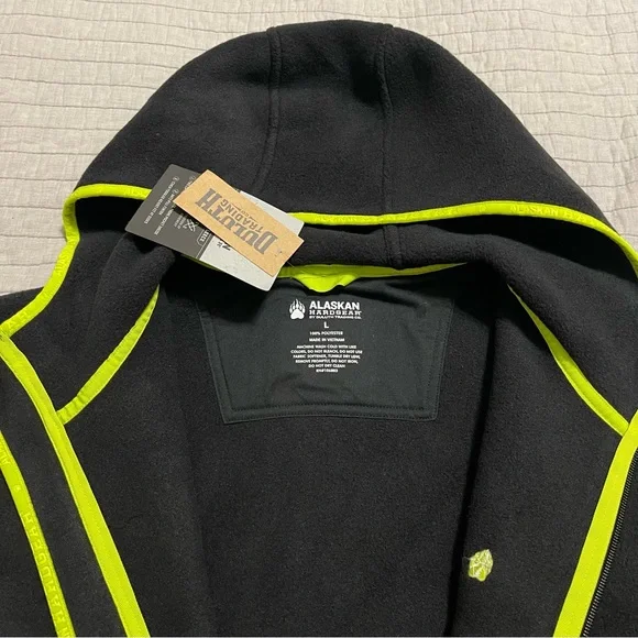 Alaskan HardGear by Duluth Trading Men's Fleece Hooded Black Full Zip Vest Large - Picture 2 of 9
